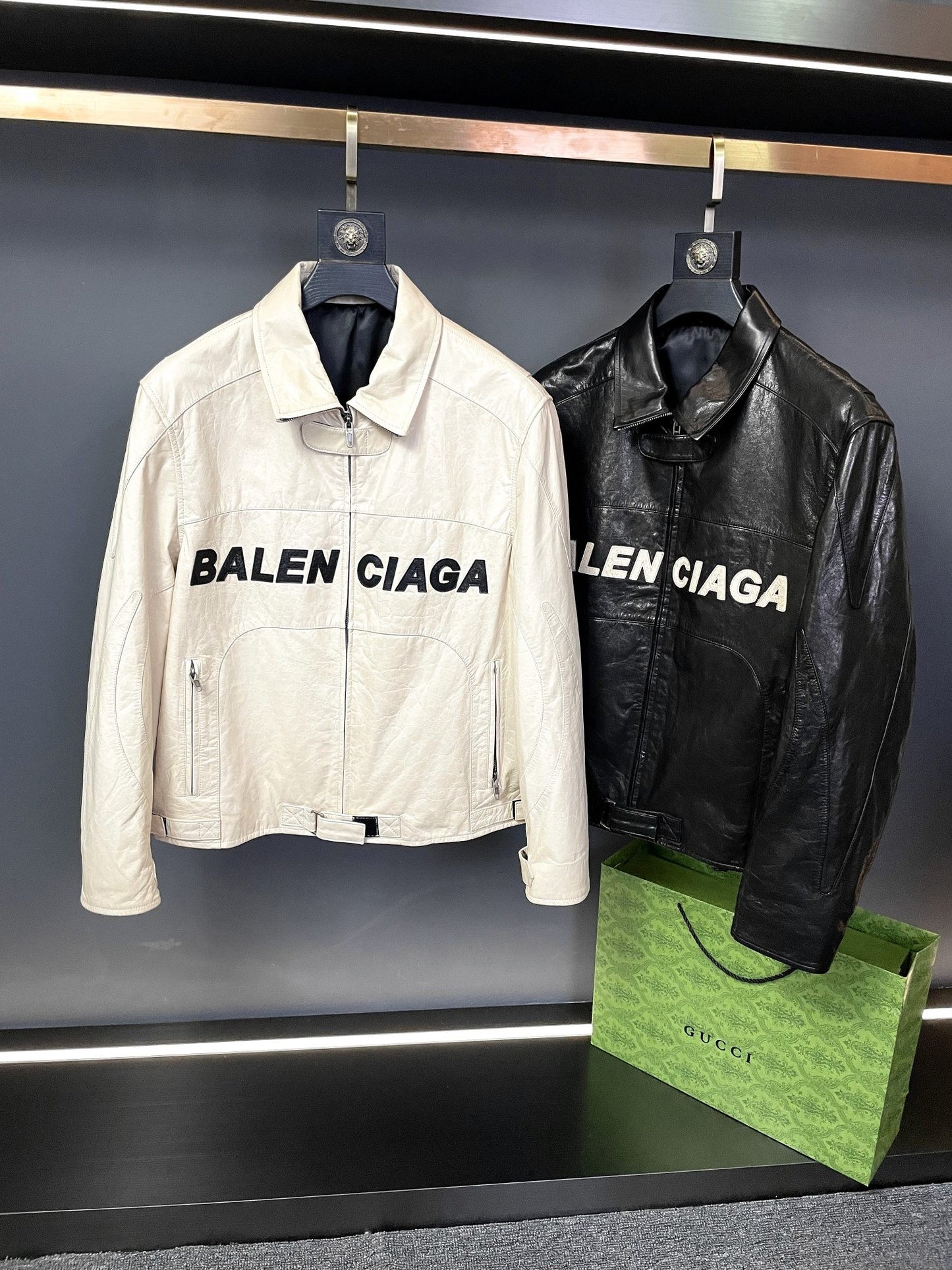 「#1909」Balenciaga Paris catwalk style biker leather jacket
