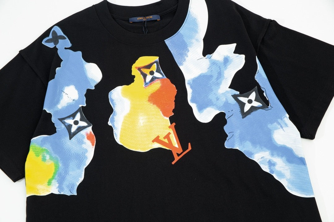 「#3181」Louis Vuitton Watercolor graffiti art printing t-shirt