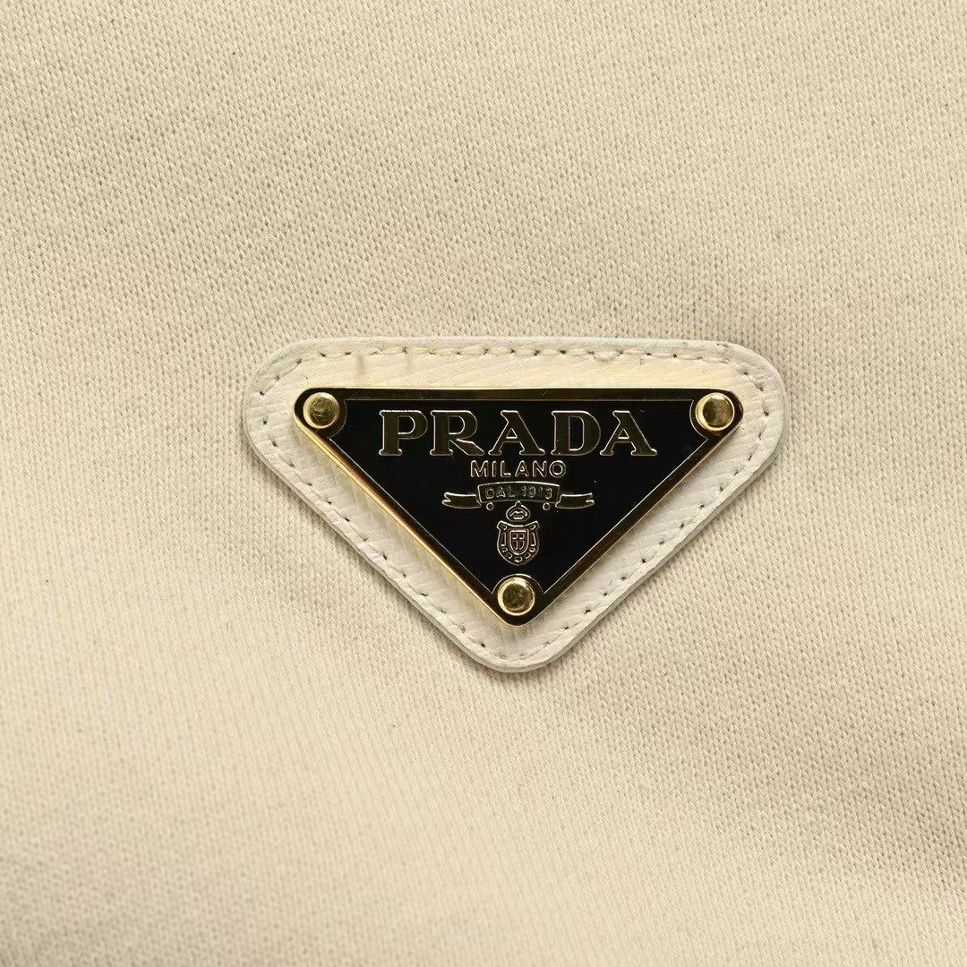 「#3595」PRADA Apricot triangle logo hooded sweatshirt