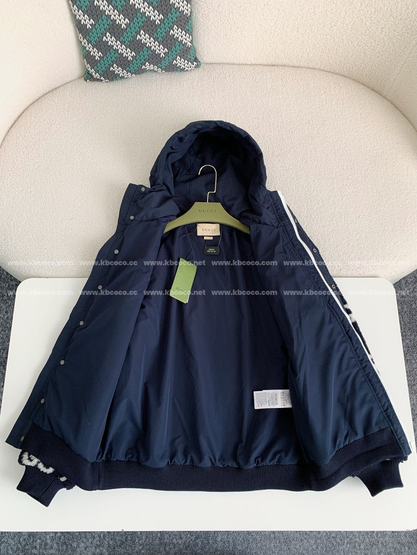 「#3762」Gucci Jacquard Lambswool Hooded Jacket