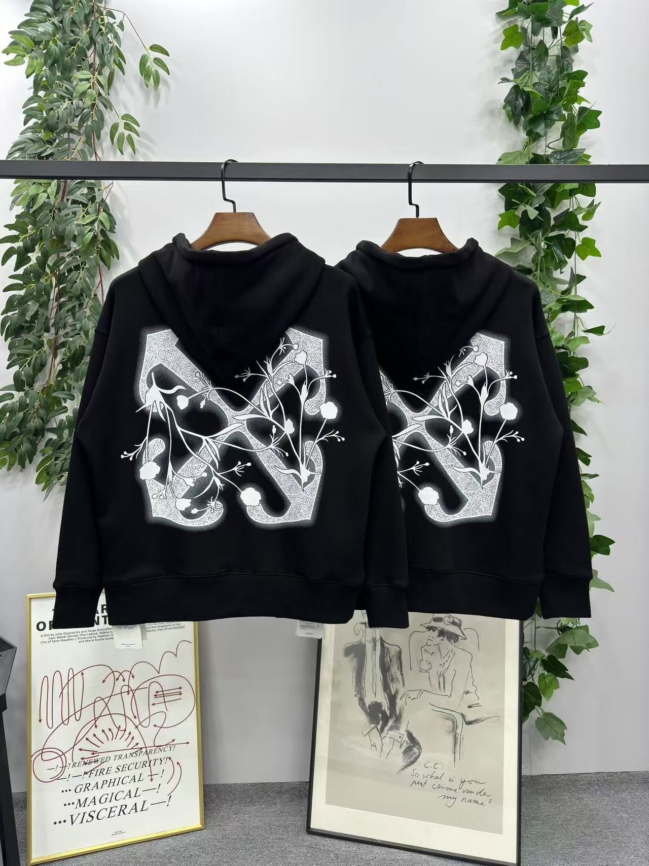 「#4227」offwhite24 autumn and winter tulip arrow hooded sweatshirt