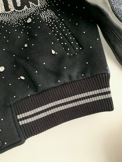 Veste en cuir brodée de perles et de lettres Louis Vuitton FW23 « #2603 »