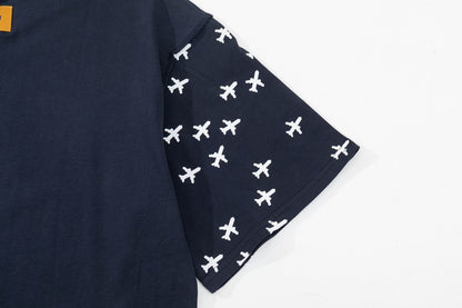 「#2732」Louis Vuitton 23ss small plane full print pattern gold classic T-shirt