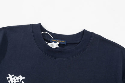 「#2732」Louis Vuitton 23ss small plane full print pattern gold classic T-shirt