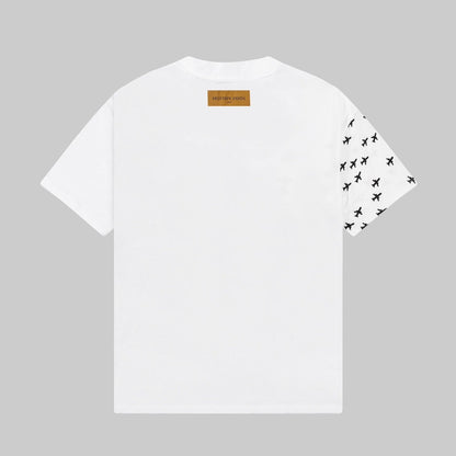 「#2733」Louis Vuitton 23ss small plane full print pattern gold classic T-shirt