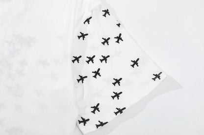 「#2733」Louis Vuitton 23ss small plane full print pattern gold classic T-shirt