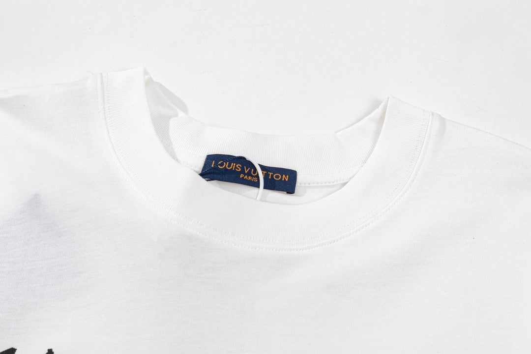 「#2733」Louis Vuitton 23ss small plane full print pattern gold classic T-shirt