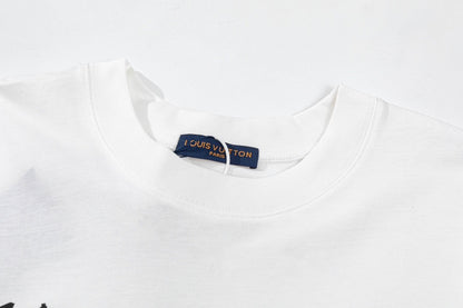 「#2733」Louis Vuitton 23ss small plane full print pattern gold classic T-shirt