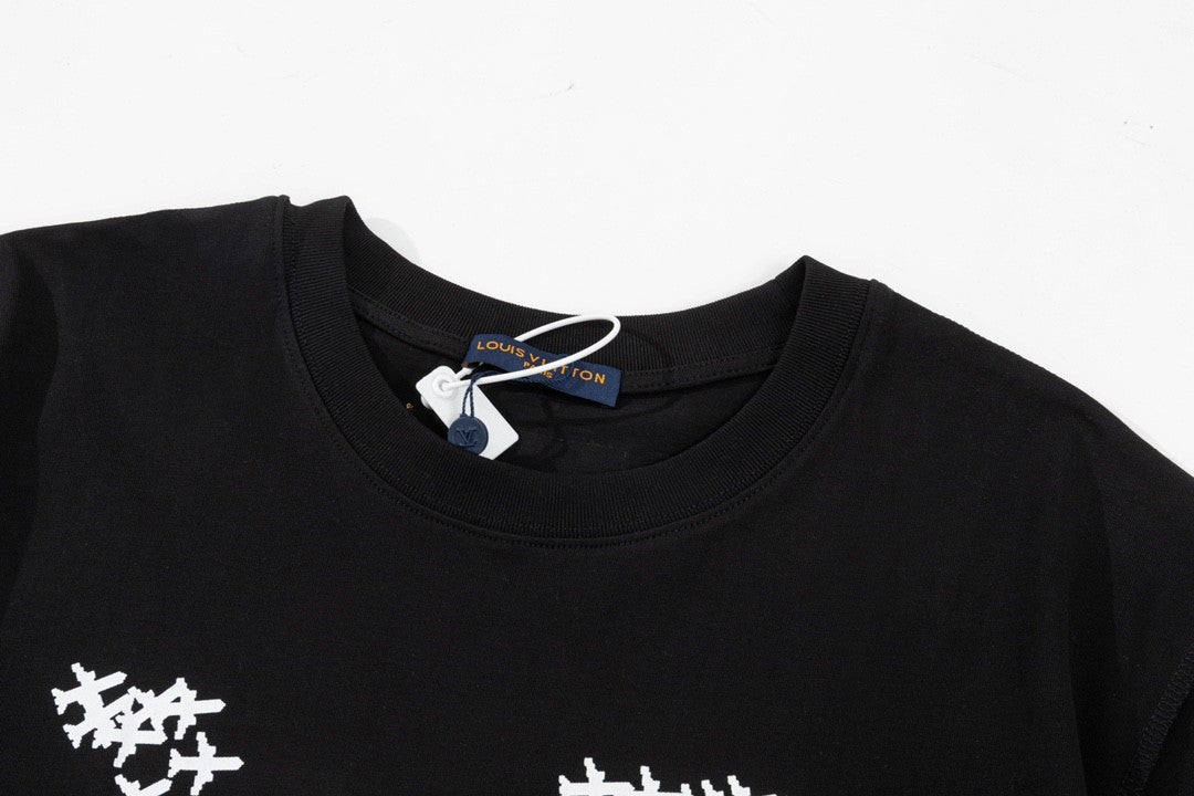 「#2734」Louis Vuitton 23ss small plane full print pattern gold classic T-shirt