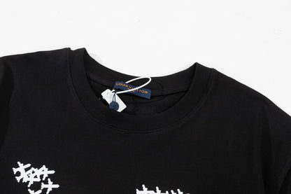 「#2734」Louis Vuitton 23ss small plane full print pattern gold classic T-shirt