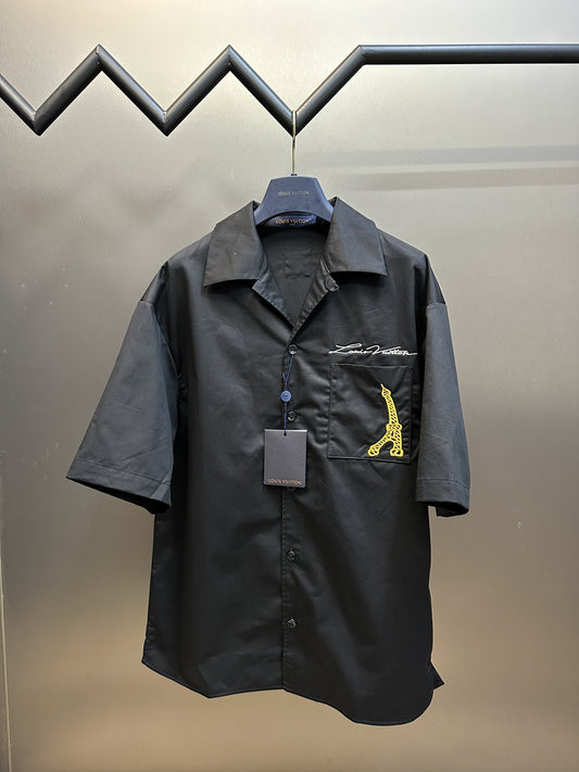 「#2791」Louis Vuitton Iron Tower embroidered monogrammed shirt