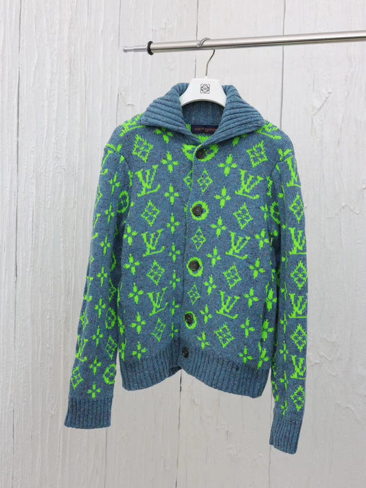 「#3429」Louis Vuitton 24 new colorful yarn full print hooded cardigan