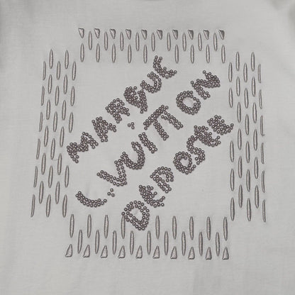 「#3544」Louis Vuitton 24ss pearl lettering embroidered round neck T-shirt
