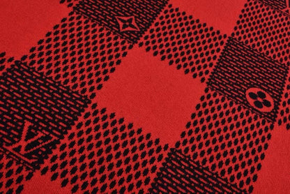 「#3560」Louis Vuitton 24fw black and red checkered jacquard crew neck sweater