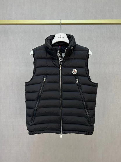 「#3592」Moncler new albyt oblique zipper hidden hood stand collar vest