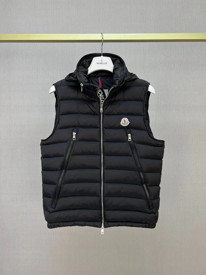 「#3592」Moncler new albyt oblique zipper hidden hood stand collar vest