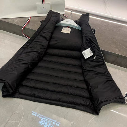 「#3592」Moncler new albyt oblique zipper hidden hood stand collar vest