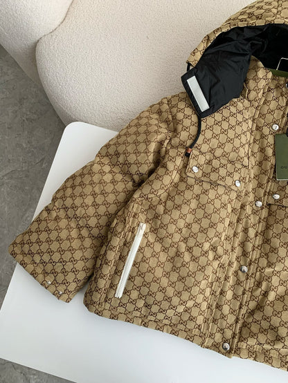 「#3851」Gucci Casual FW22 Full Print Drawstring Down Jacket