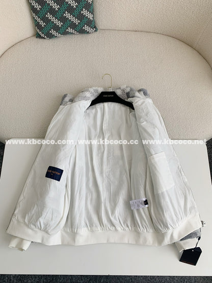 「#3929」Louis Vuitton Ski Series FW24 Checkerboard Color-Block Fleece Jacket