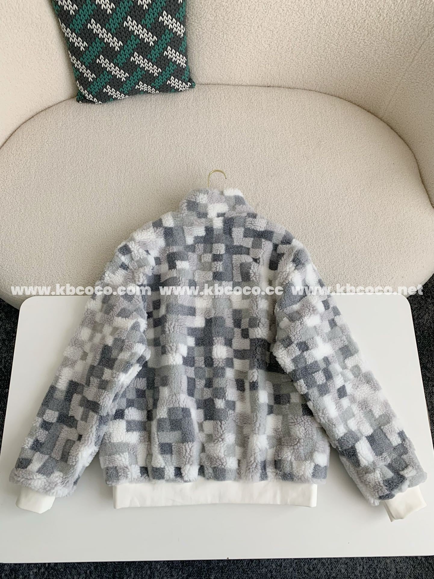 「#3929」Louis Vuitton Ski Series FW24 Checkerboard Color-Block Fleece Jacket