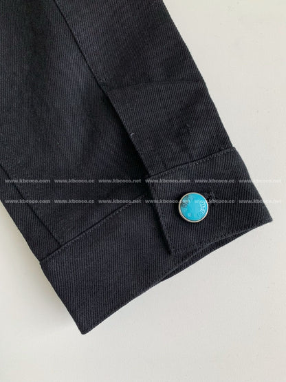 「#3763」Veste en jean turquoise à rivets LV
