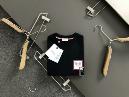 「#4243」Moncler Spring/Summer Black Racket Printed Craft T-shirt