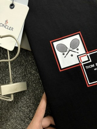 「#4243」Moncler Spring/Summer Black Racket Printed Craft T-shirt