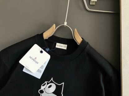 「#4253」Moncler Spring and Summer Black Cartoon Embroidered T-shirt