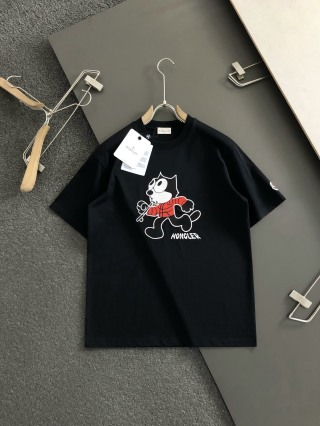 「#4253」Moncler Spring and Summer Black Cartoon Embroidered T-shirt