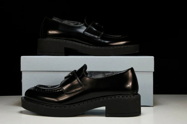 Prada Chocolate Patent Loafers 'Black'