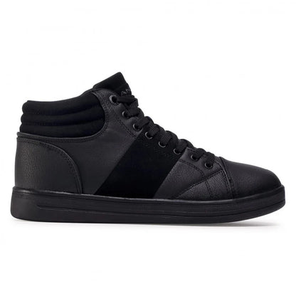 Mid Top Black Leather Sneakers