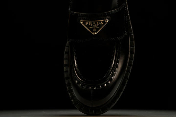 Prada Chocolate Patent Loafers 'Black'