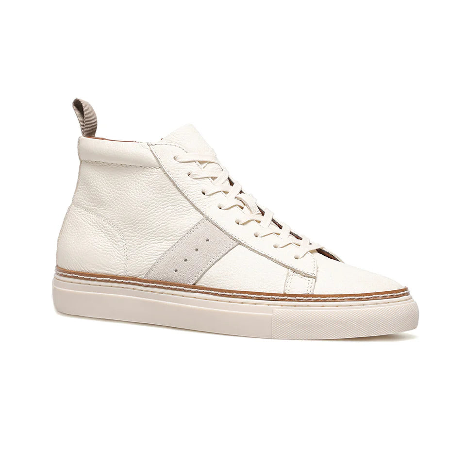 Mid Top Beige Leather Sneakers