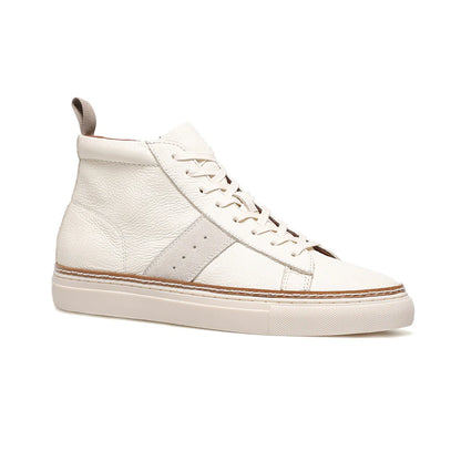 Mid Top Beige Leather Sneakers