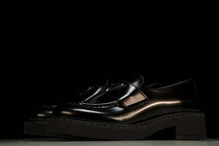 Prada Chocolate Patent Loafers 'Black'